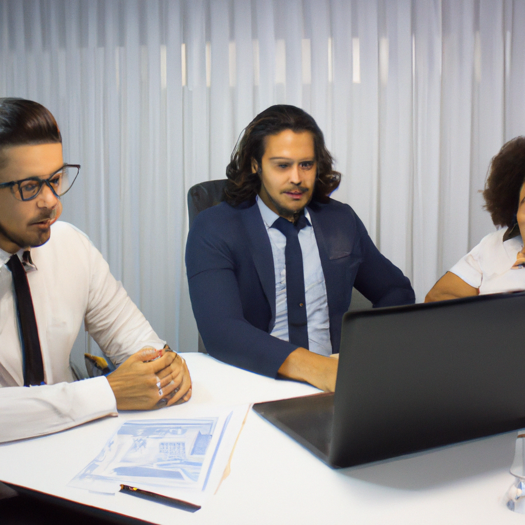 Equipe profissional de corretores em reunião